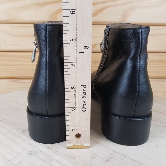 Bettye Muller 8.5 US Trinity Black Biker Leather Side Zip Booties Ankle Boot NEW - Picture 4 of 12